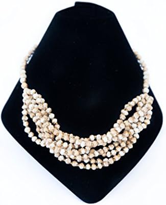 Cream and Gold Eight Strand Paper Bead Necklace, Handmade in Uganda by Women