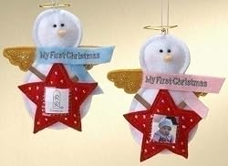 "My First Christmas" Baby Girl Photo Pocket Christmas Ornament