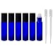 JUVITUS 10 ml Cobalt Blue Essential Oil Travel Roll On (6 Pack) + 2 Clear Pipettes (3 ml) and Clear Travel Bag for Aromatherapy, Perfume, Home and Travel