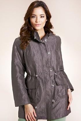 Per Una Drawstring Waist Metallic Hooded Mac