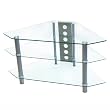 Walker Edison Bermuda 44-Inch Corner TV Stand, Clear/Silver