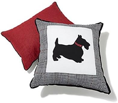 Jeffrey Banks Set of 2 Glen Plaid Black & White Millbrook Scotty Scottie Dog Decorative Pillows