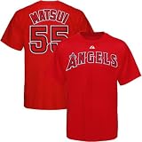 Los Angeles Angels Of Anaheim Hideki Matsui Youth Name & Number T-Shirt By Majestic Athletic