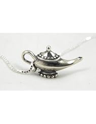 Sterling Silver Aladdins Lamp Pendant Necklace w Chain A Marty Magic Creation