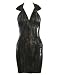 Clubwear Fitted Latex Mini Dress Purple Silver Black Crocodile Pattern Front Zipper