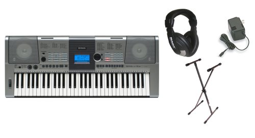 Yamaha YPT-410 61 Full-Size Touch Keyboard Bundle - Professional Headphones - Keyboard Stand - and Power Supply product image