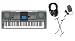 Yamaha YPT410 61 Full-Size Touch Sensitive Keys Bundle -  Professional Headphones, Keyboard Stand, and Power Supply