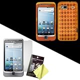 Orange Diamond Flex-Gel Soft Case / Skin / Cover & LCD Screen Guard / Prote ....