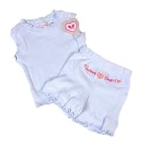 Precious Creations Blue Tank Short Set with Heart Applique, Available in Various Sizes