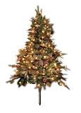 GKI Bethlehem Lighting 4-Foot Green River Spruce Stake Christmas Tree Pre-lit with 150 Clear Mini