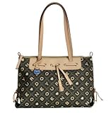 Dooney Bourke Crossword Large Zip Top Tassel Bag Purse Tote Black