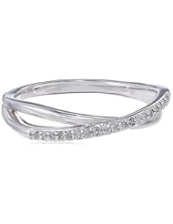 Sterling Silver 1/10cttw Diamond Criss Cross Ring