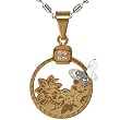 Wispy Butterfly and Rose Silver and Gold Tone Round Stainless Steel Pendant Necklace