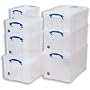 Really Useful Storage Box Plastic Lightweight Robust Stackable 18 Litre W390xD480xH200mm Clear - Ref 18C