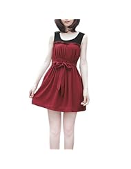 Two-Toned Scoop Neck Chiffon/Cotton Elasticized   Waistline Sleeveless Stretchy  Dress