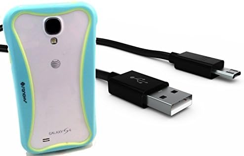 Case and Micro USB Charger combo for Samsung Galaxy S4 Which includes 1 SANOXY® GLOW in the DARK PC + TPU Bumper Case Cover Side Clips Blue and 1 Full Cable Exended Tip Micro USB Charge Sync Cable 6 Feet Black