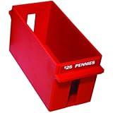 MMF Industries Porta-Count Extra-Capacity Rolled Coin Penny Storage Tray, 25 Dollar Capacity, Red (212070107)