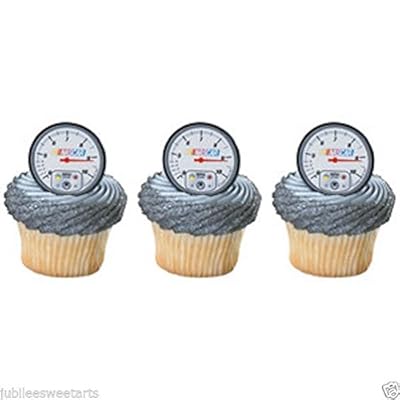 Moonlight Box 12 COUNT NASCAR SPEEDOMETER REEVED CUPCAKE RINGS PARTY FAVORS