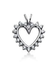 14K Gold Prong set Diamond Heart Pendant (0.72 cttw, F - G Color, SI2 Clarity)