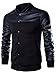 Neleus Men's Stand Collar Leather Sleeves Slim Fit Jacket,0205# Black,US L,Asia 3XL