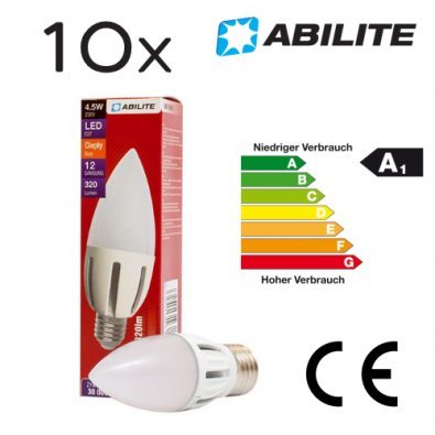 ABILITE E27 Warm-Weiß 4,5W Kerzenlampe - Matt - 10er Pack