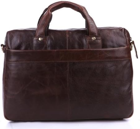 1ST Genuine Leather Chocolate Laptop Briefcase Messenger Bag,M175