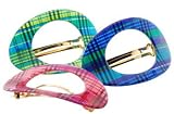 France Luxe Large Cutout Oval Barrette - Faro Plaid