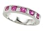 1.05 cttw Karina B(tm) Diamond Baguette and Pink Sapphire Round Band W/milgrain - Platinum, 18kt White or Yellow Gold