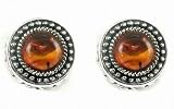 Barse Sterling Silver Round Amber Clip Earrings