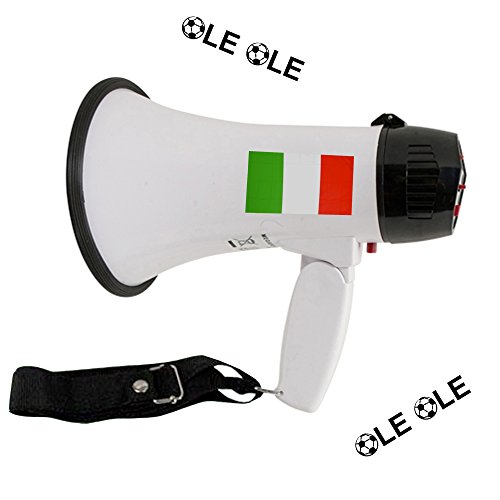 Taffstyle® Fanartikel Fan Megaphon mit Ole Ole + Sirene Sound Wiedergabe Lautsprecher für Fussball Weltmeisterschaft 2014 WM & EM – Italien