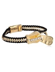 Steve Madden Black Woven Zipper Bracelet, 7.5"