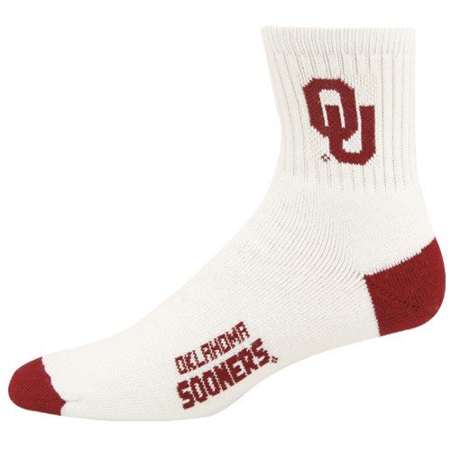 University of Oklahoma Sooners NCAA College Sports Team Logo Men's Quarter Crew Socks Size 8-13