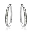 Hoops Earrings With 0.75ctw Genuine Diamonds Made in White Gold Length 30mm