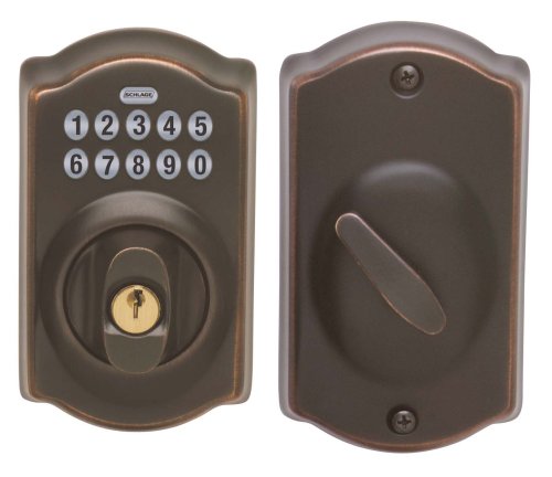 Schlage BE365VCAM716 Camelot Deadbolt Keypad, Aged Bronze"