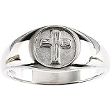 14K White Gold Rugged Cross Ring