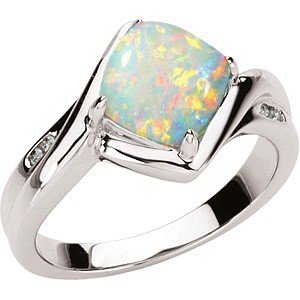Amazing Show of Fire! Genuine Australian Fire Opal & Diamond Ring