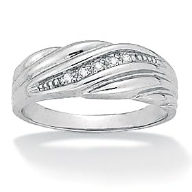 Mens 10k White Gold Diamond Accent Wedding Ring: Jewelry