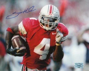 Santonio Holmes signed Ohio State Buckeyes 8x10 Photo- Holmes Hologram