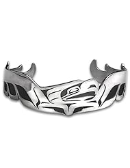 Sterling Silver Spread Eagle Northwest Coast Native American Bracelet. Made in USA.