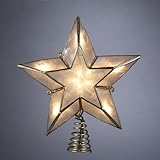 Ivory and Gold Capiz 5 Point Star Christmas Tree Topper Holiday Decoration