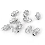 uxcell グリースニップル　おねじストレートグリースニップル継手　シルバートーン8mm直径　10個入り