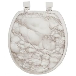 Corinthian White/Gray Marble Padded Toilet Seat