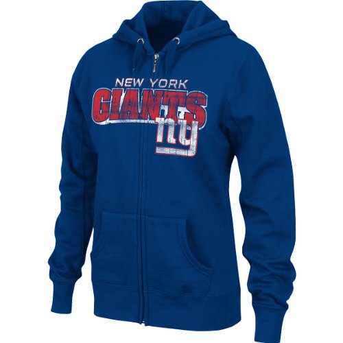 NFL Women's New York Giants Football Classic III Long Sleeve Fullzip Fleece Hoodie (Stadium Blue, Large)
