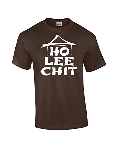 Adult Ho Lee Chit Holy Shit Funny Graphic T-Shirt-brown-large