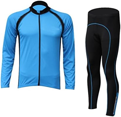 Gusrylia Cycling Jersey Set Cycle Long Sleeve Jersey Comfortable Breathable Shirts Tops, 3D Cushion Padded Long Tights Pants Sportswear Breathable Quick Dry