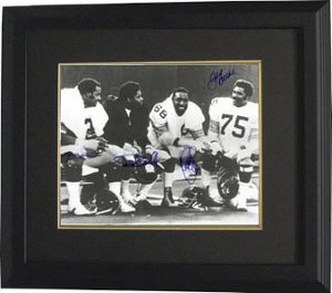 Ernie Holmes signed Pittsburgh Steelers 16x20 Photo Custom Framed 4 sig Bench