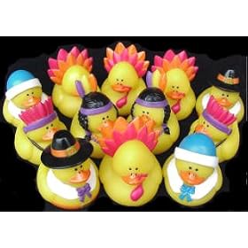 One Dozen (12) Rubber Duckie Ducky THANKSGIVING Ducks party favors by OTC