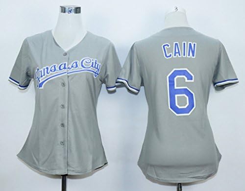 Kansas City Royals Women's #6 Lorenzo Cain Baseball Jersey Gray XL