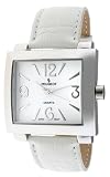 Peugeot Women's 706WT Silver-Tone White Leather Strap Watch