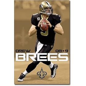 New Orleans Saints (Drew Brees with Football) Sports Poster Print - 22" X 34"